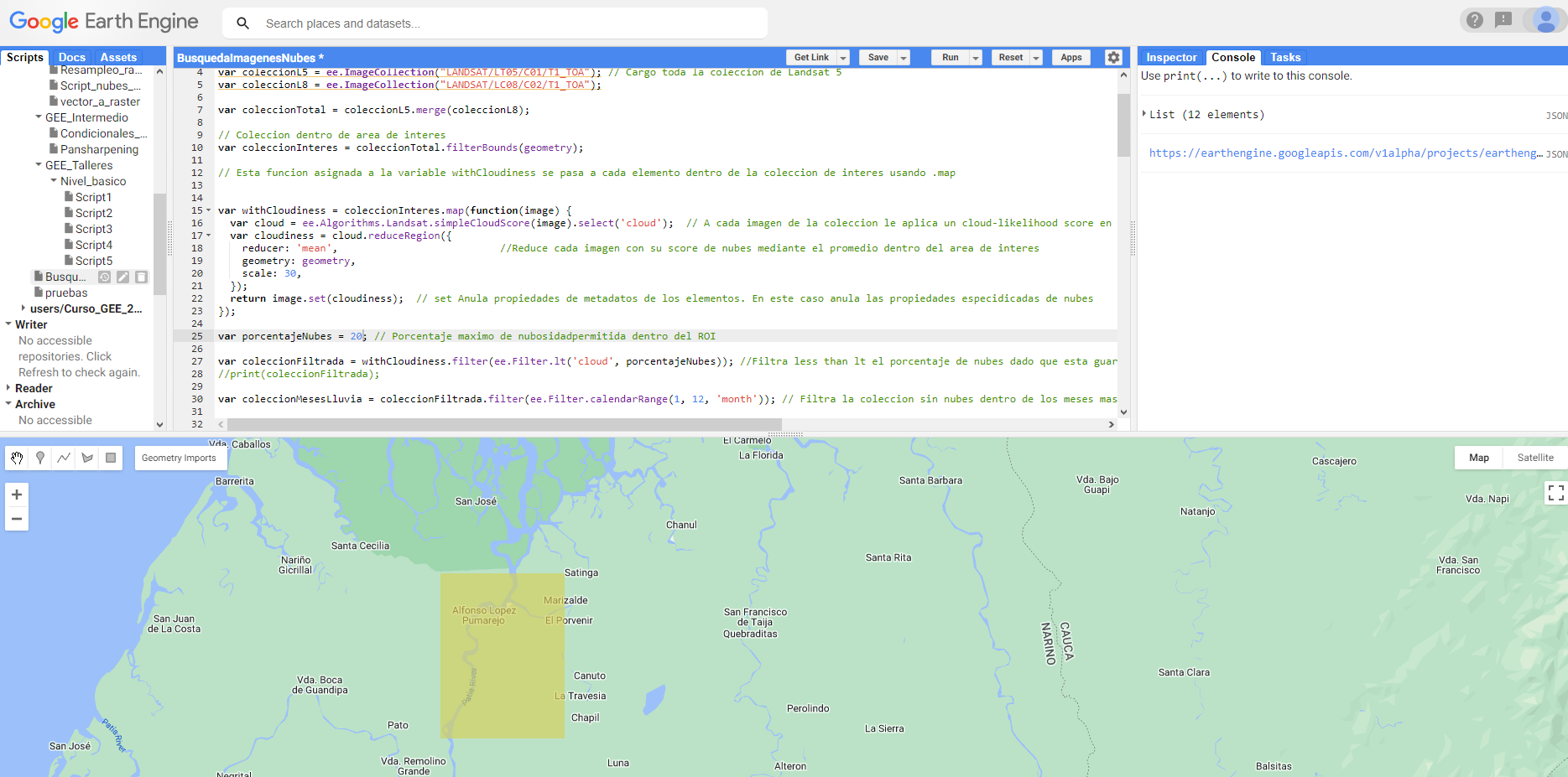 Google Earth Engine interface
